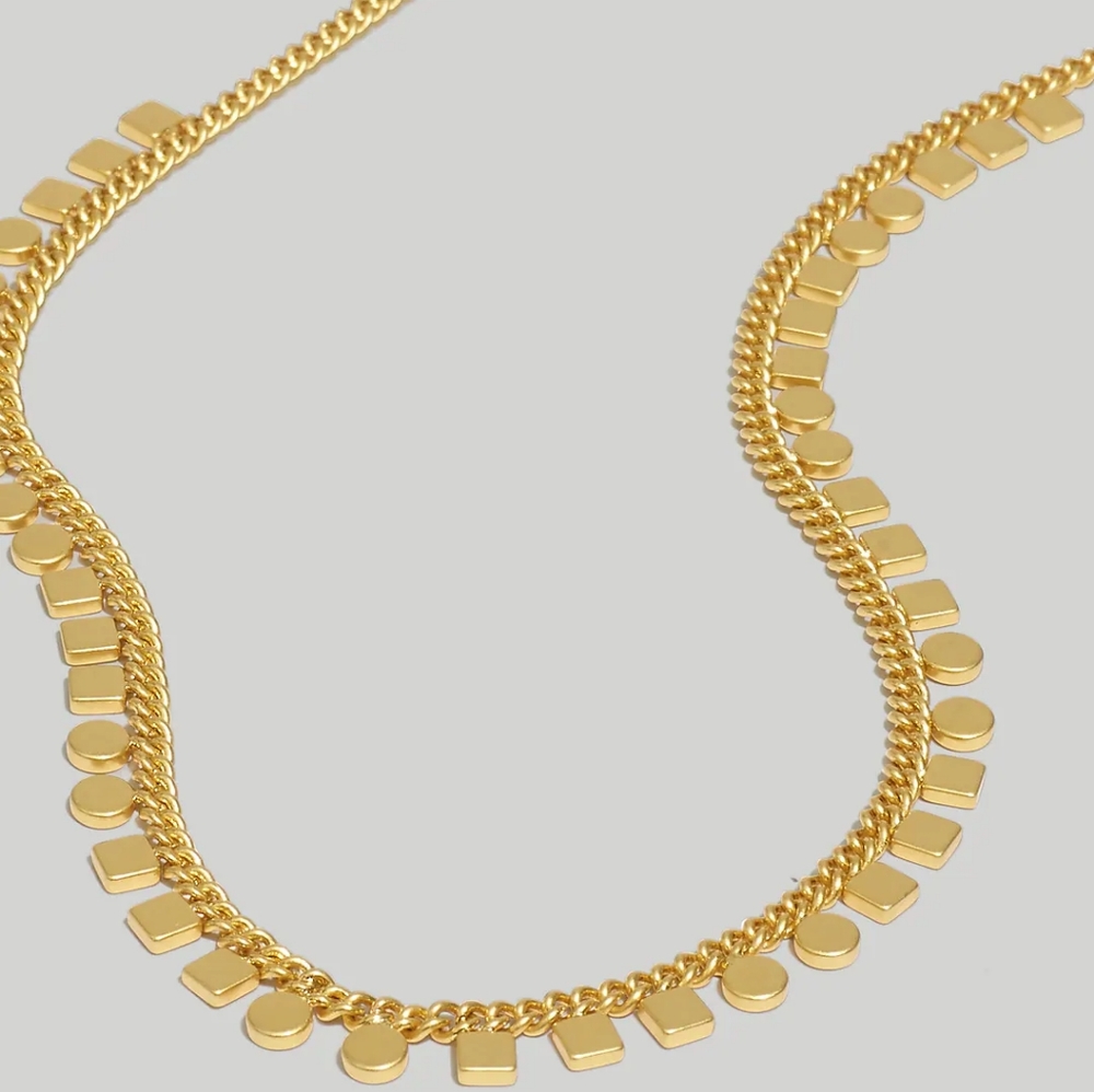 Madewell Mini Geochain gold choker necklace with circle & square charms